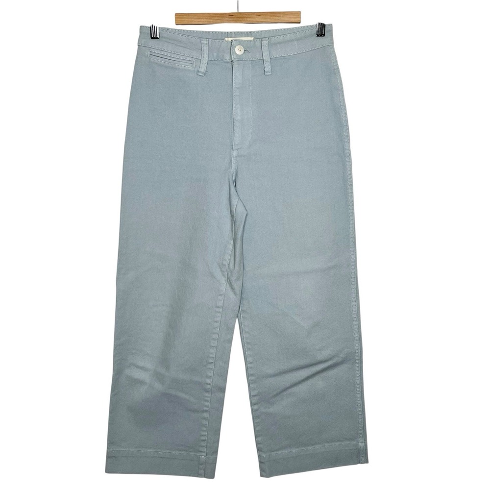 Madewell Slim Emmett Wide Leg Crop Pants Blue Womens Size 27 Canvas Fisherman